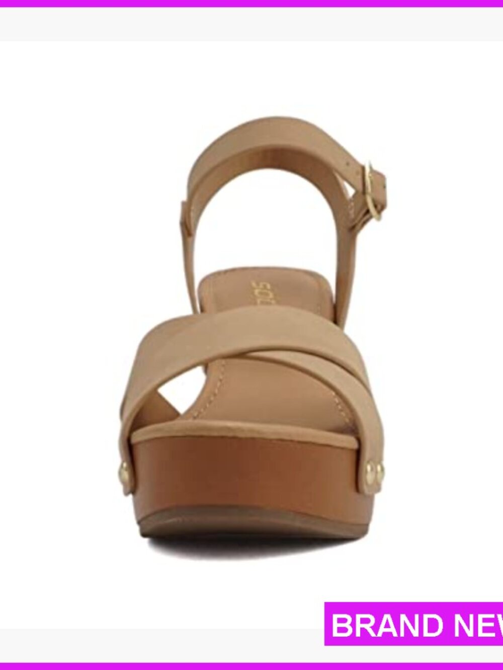 Chunky Platform Heeled Sandals Crisscross Strap Ankle Buckle Stud Fashion - Picture 3 of 5